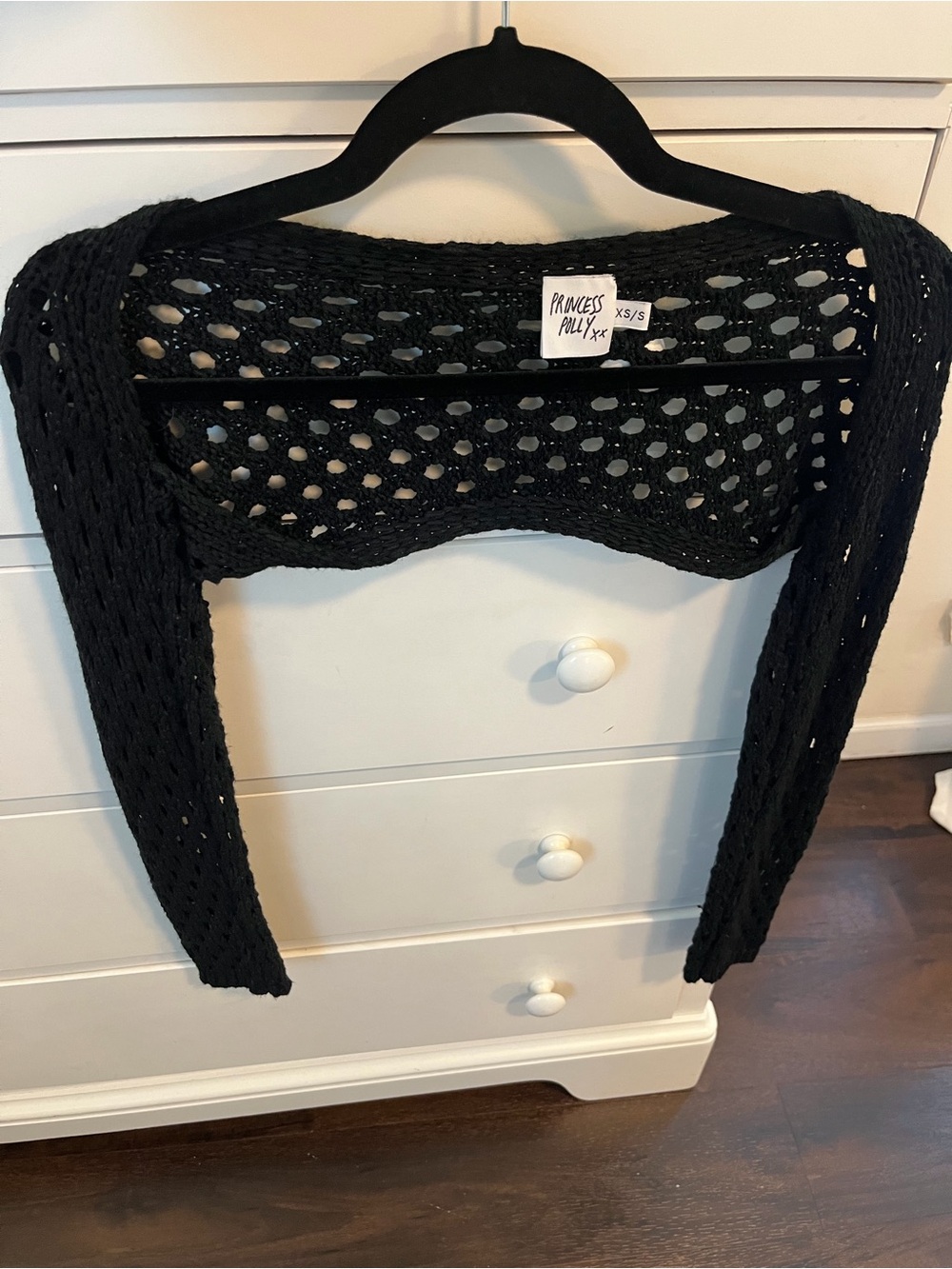 Princess Polly Black Cropped Open-Knit Bolero
